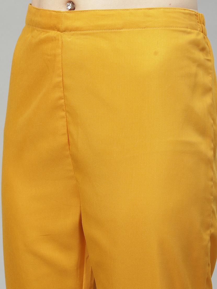 yellow cotton blend kurta pant set - 18823019 - Standard Image - 4
