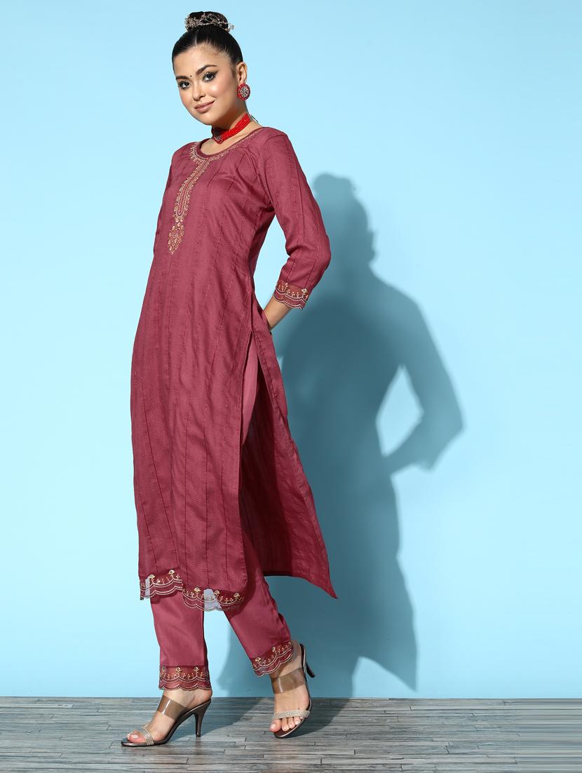 peach kurta pant set with dupatta - 18823049 - Standard Image - 1
