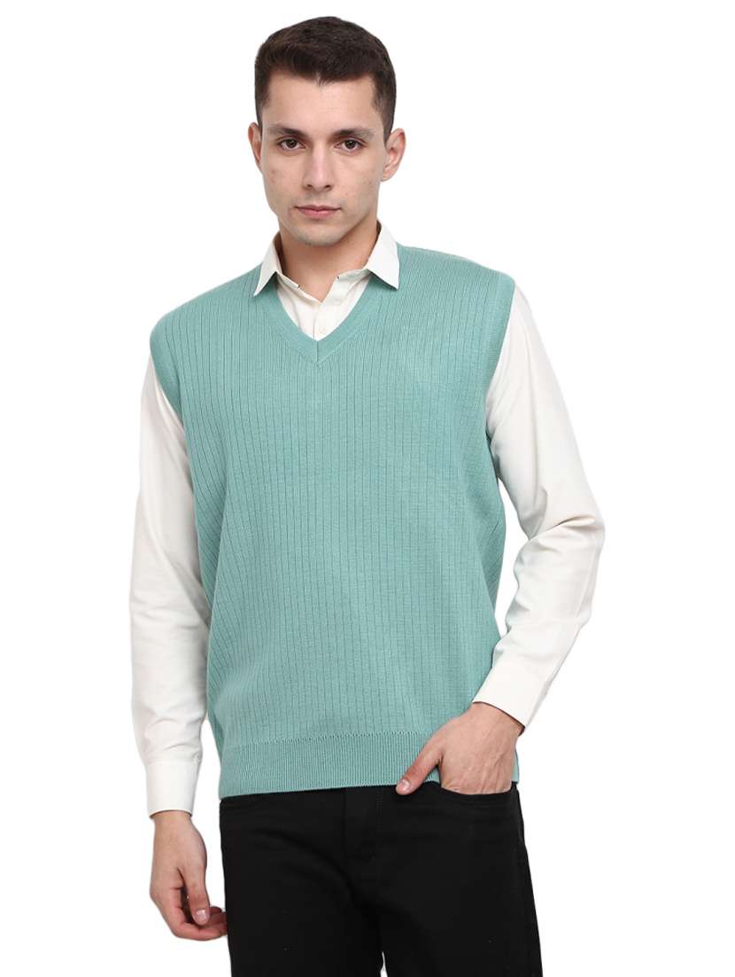 v neck self design pullover