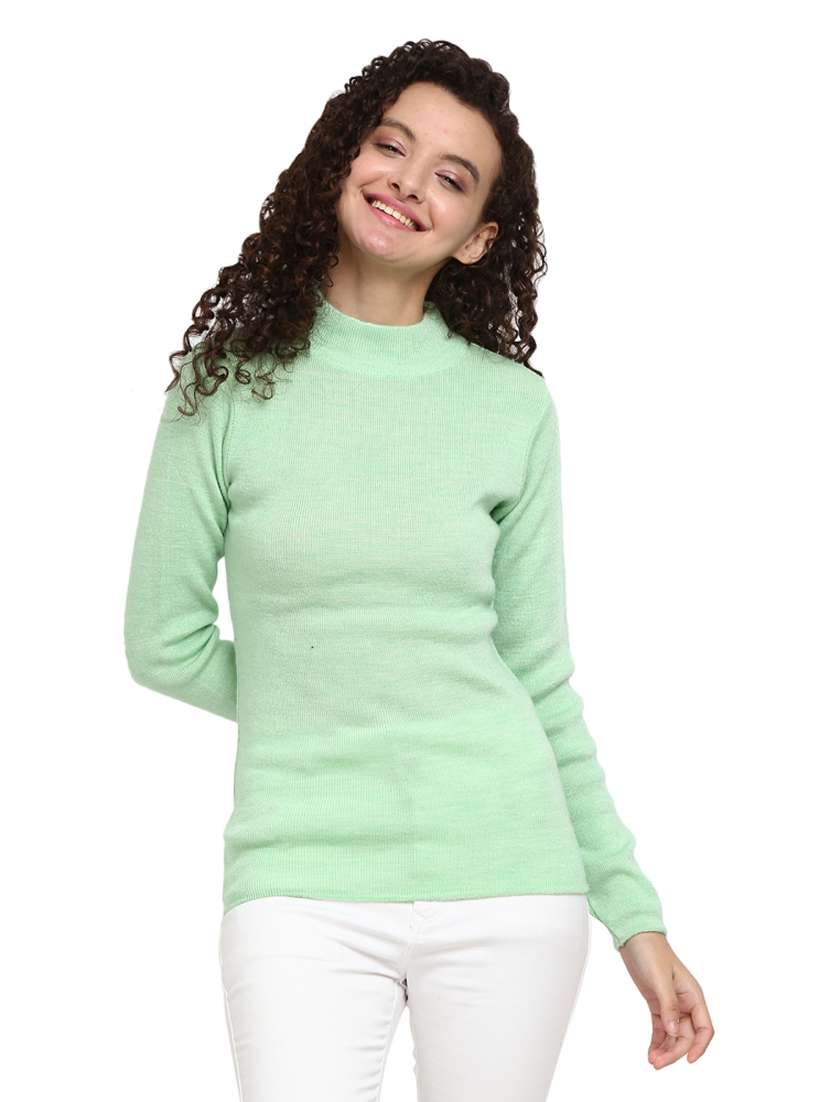 high neck solid pullover