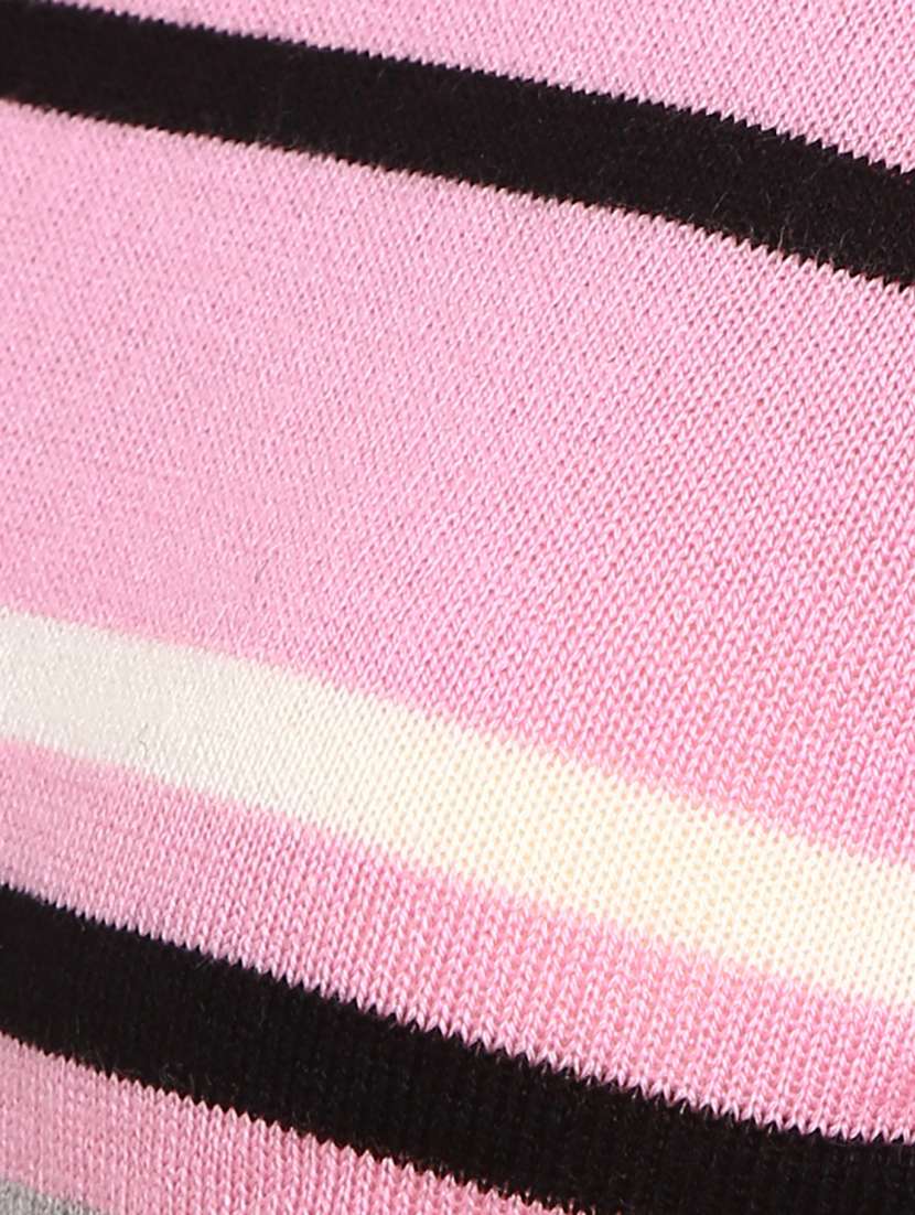 pink striped round neck cardigan - 18823159 -  Standard Image - 4