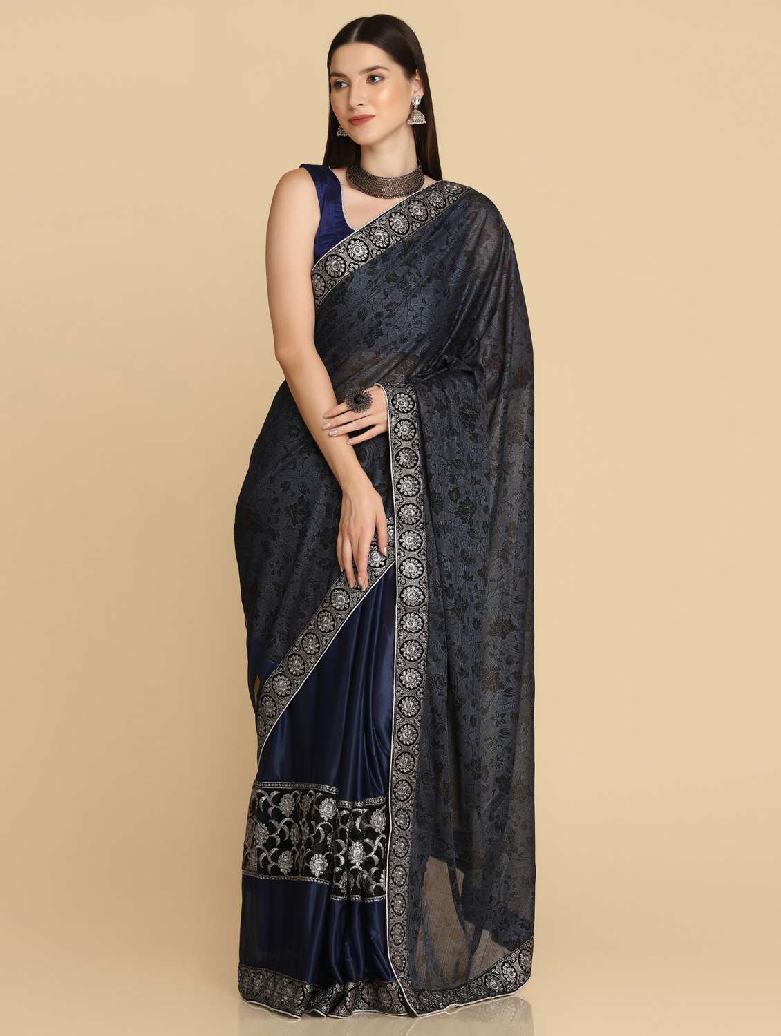 women's embroidered saree with blouse