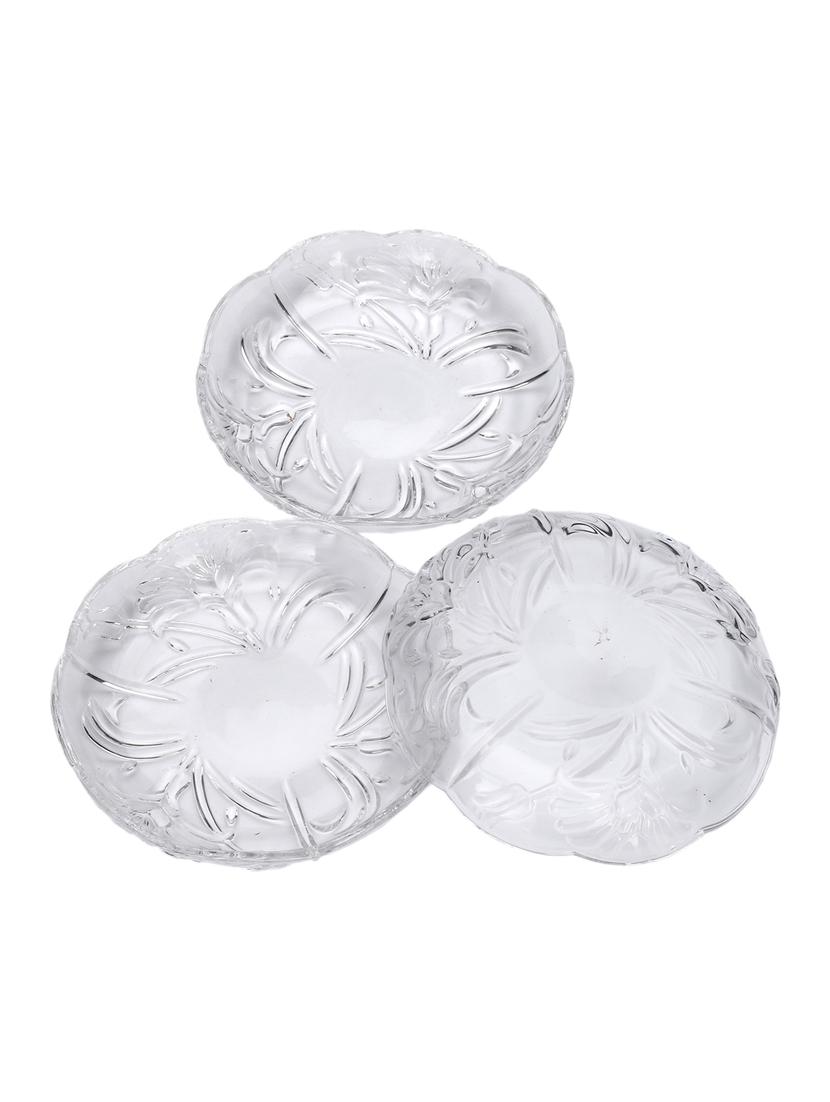 lakshya self designer transparent round glass plate (microwave safe) set of three -xd30 - 18823513 - Standard Image - 1
