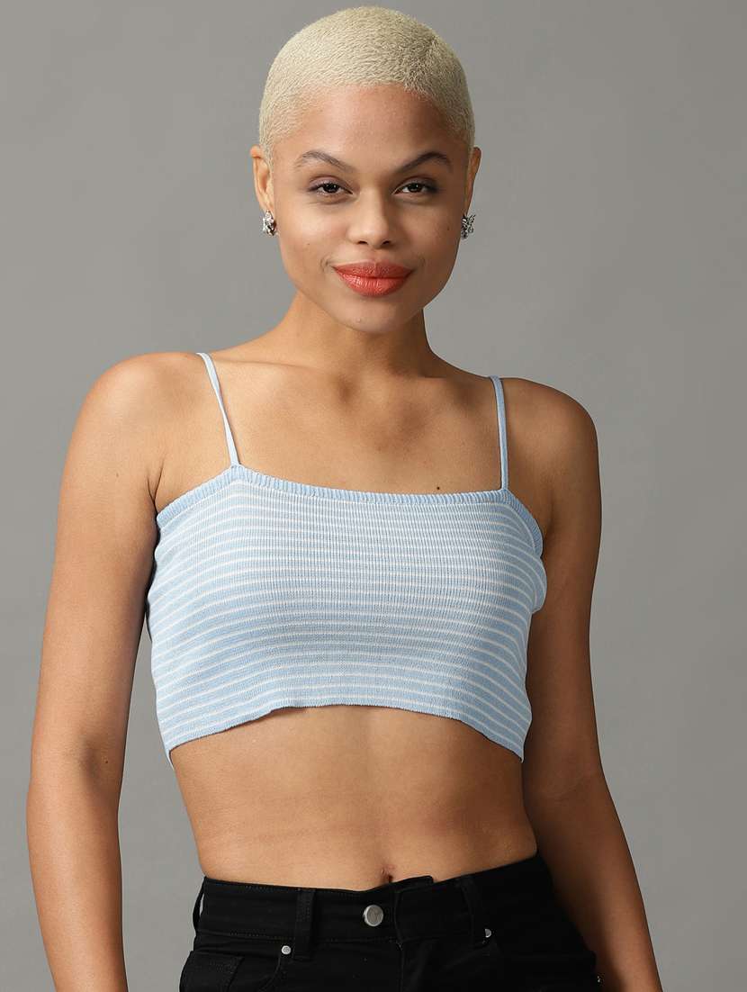 women's crop shoulder strap top