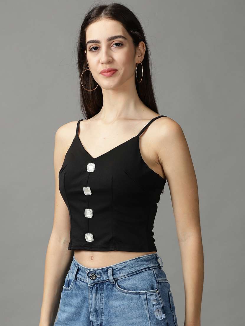 women's crop v neck top - 18824230 -  Standard Image - 1