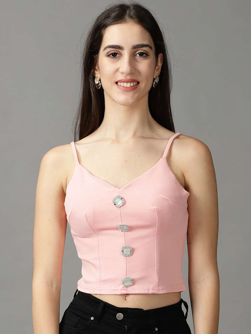 women's crop shoulder strap top
