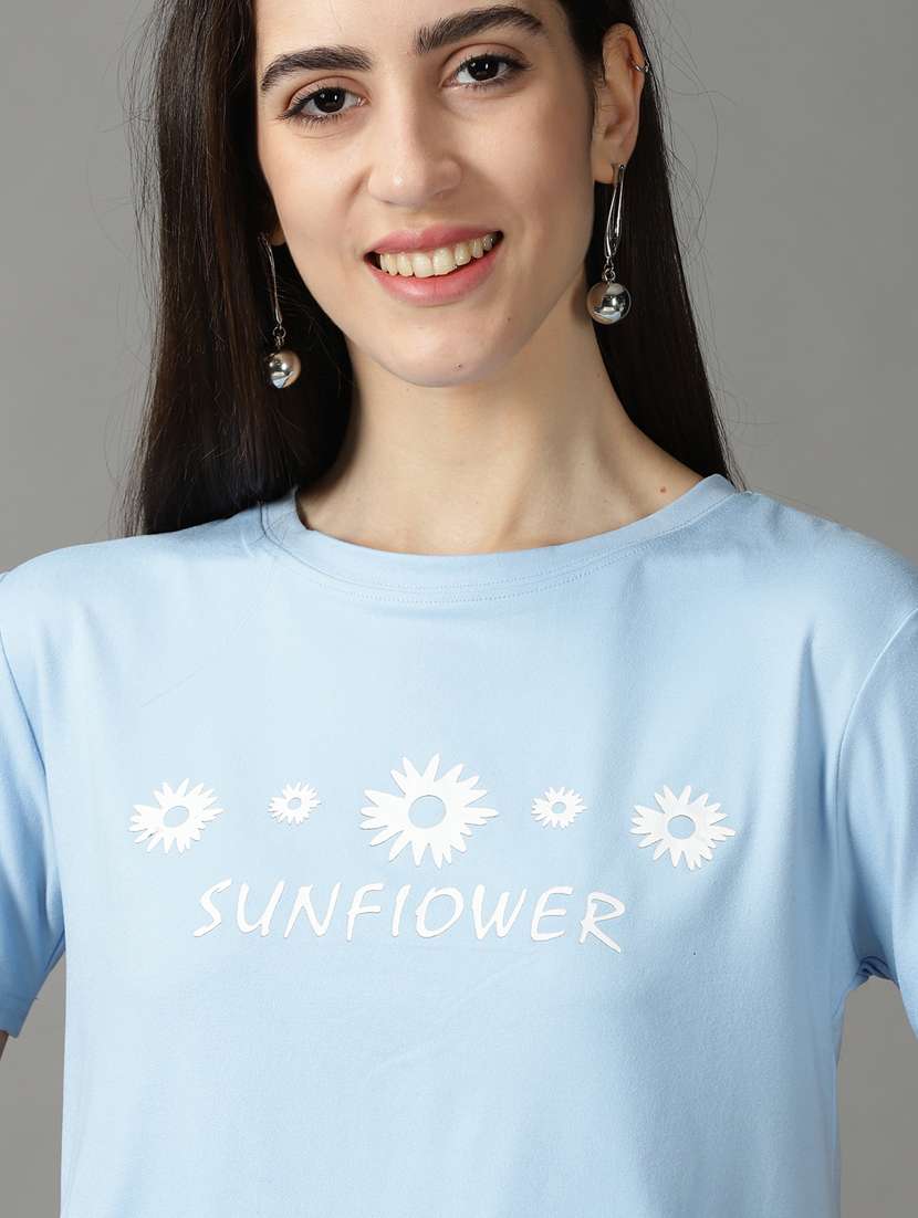 women's chest print round neck t-shirt - 18824233 -  Standard Image - 4