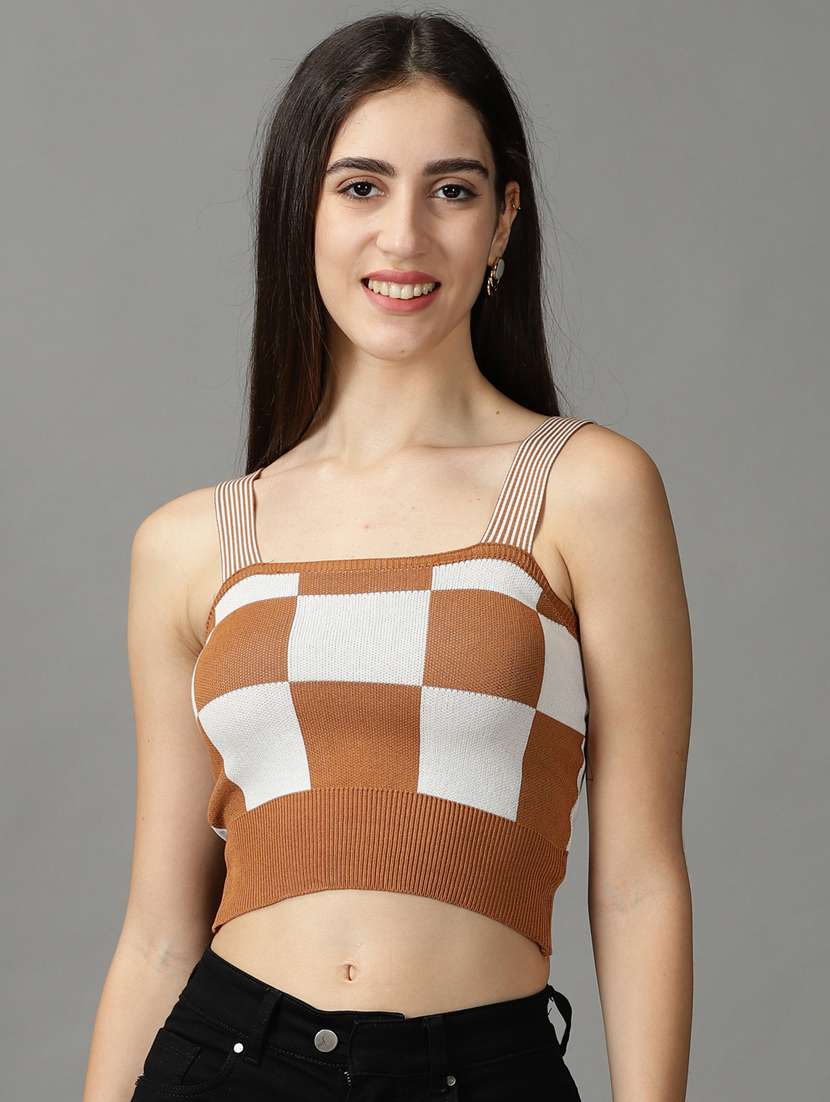 women's crop shoulder strap top