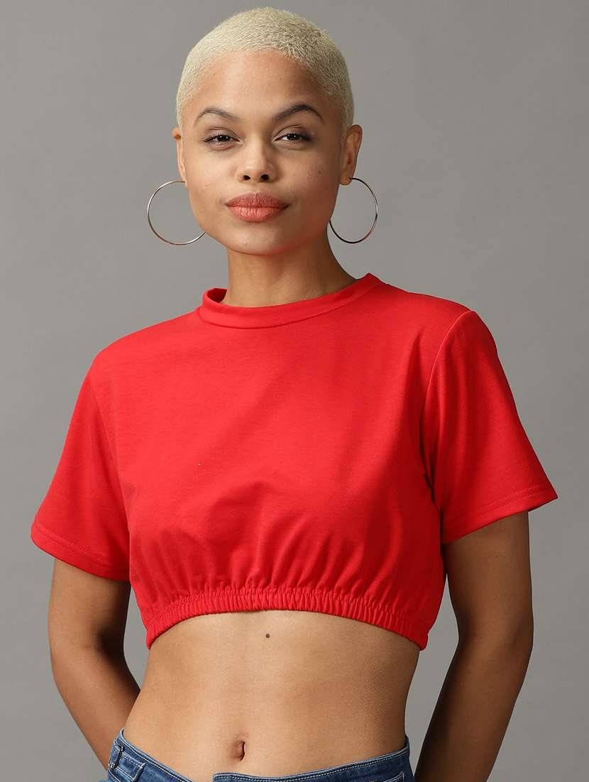 women's crop round neck top - 18824297 -  Zoom Image - 0
