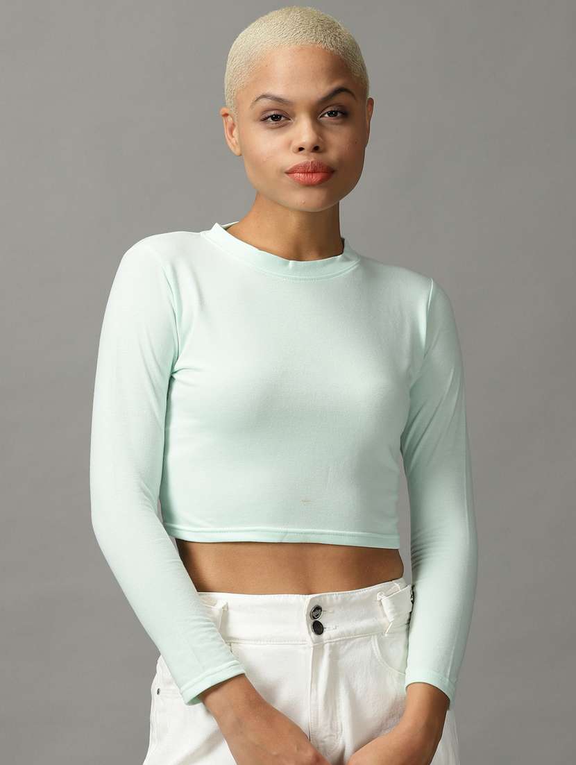 women's crop round neck top - 18824310 -  Zoom Image - 0