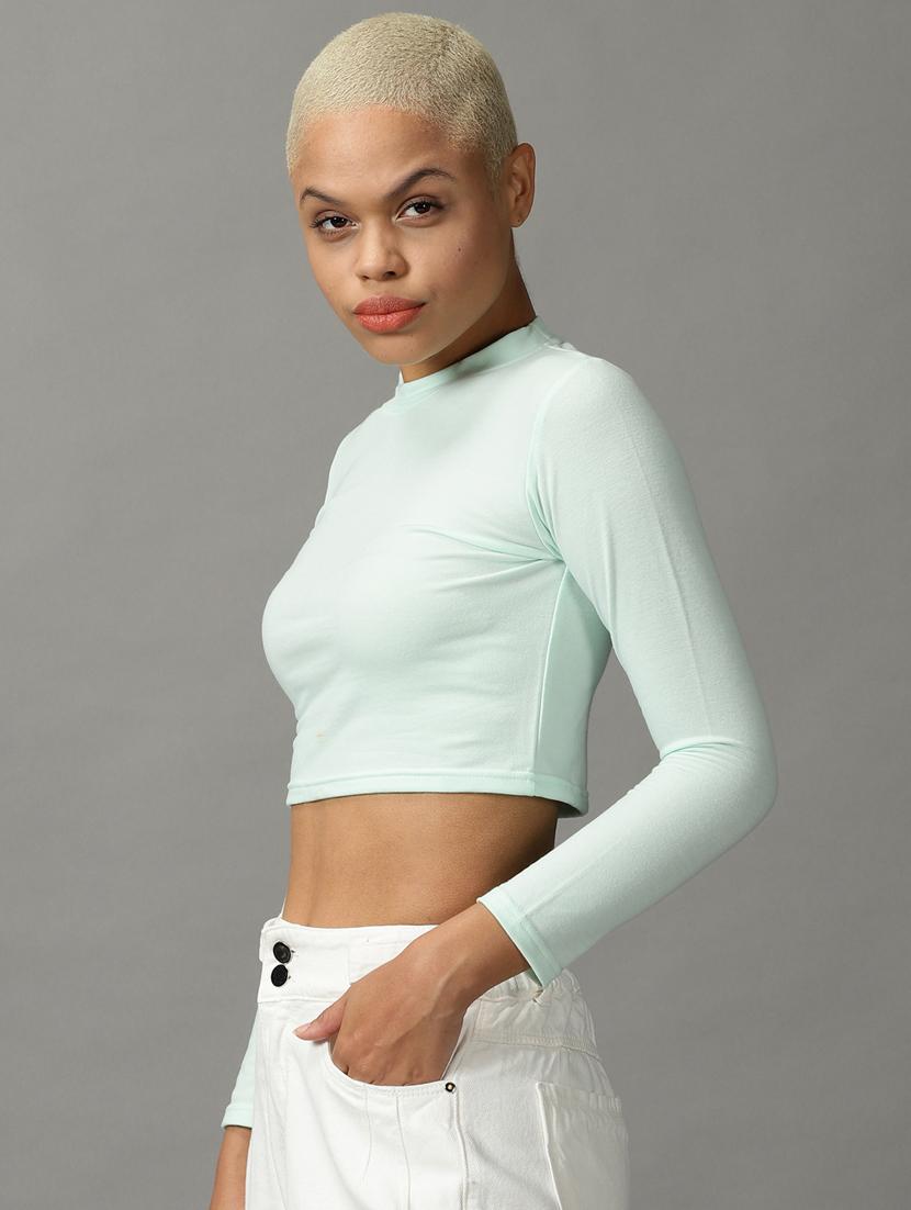 women's crop round neck top - 18824310 -  Standard Image - 1