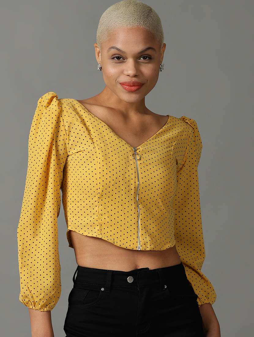women's crop v neck top