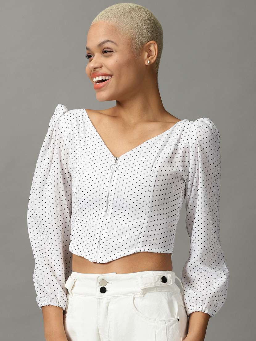 women's crop v neck top - 18824320 -  Standard Image - 1