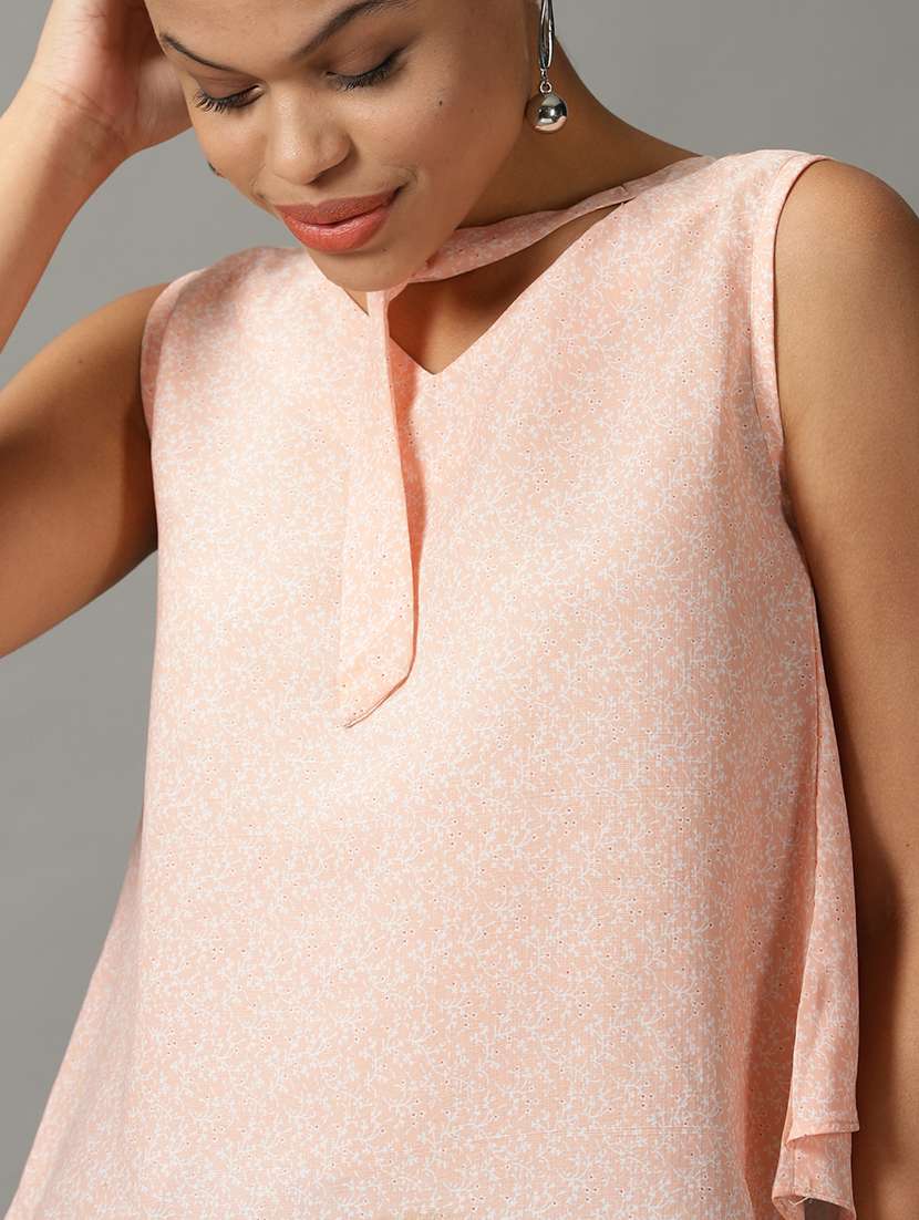 women's a line tie-up neck top - 18824337 - Standard Image - 4