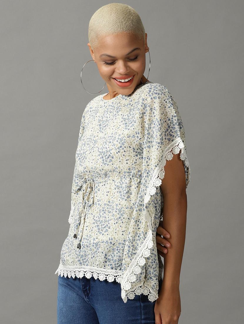 cream printed kaftan top - 18824344 - Standard Image - 1