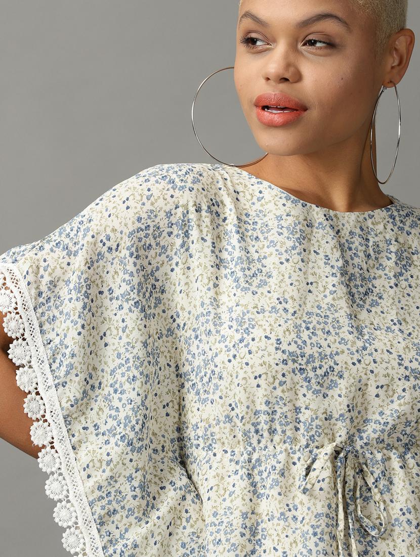 cream printed kaftan top - 18824344 - Standard Image - 4