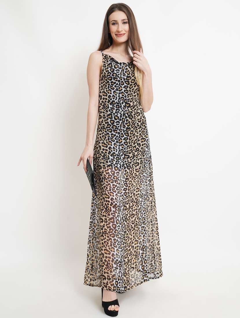women's fit & flare animal print dress