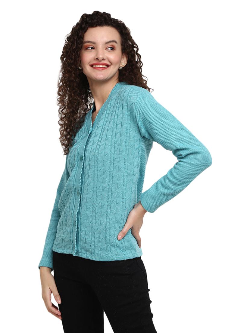 v-neck self design regular cardigan - 18825576 - Standard Image - 1