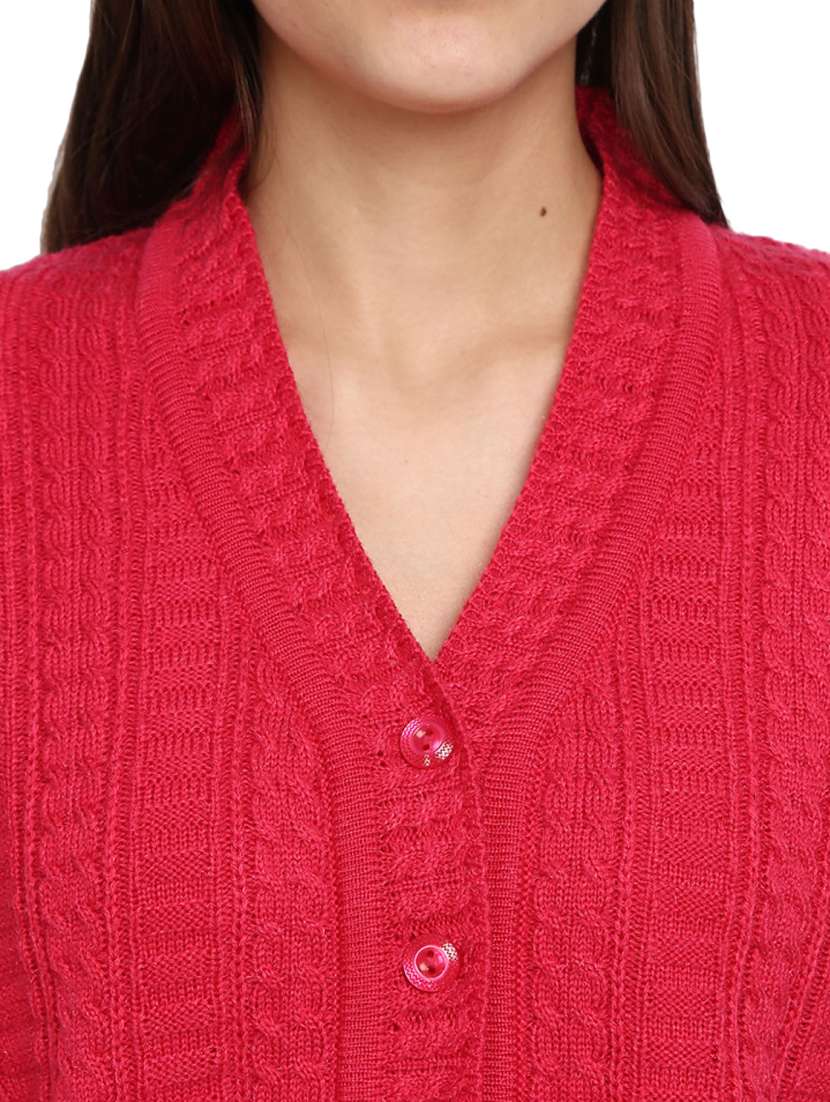 v neck solid cardigan - 18825584 - Standard Image - 4