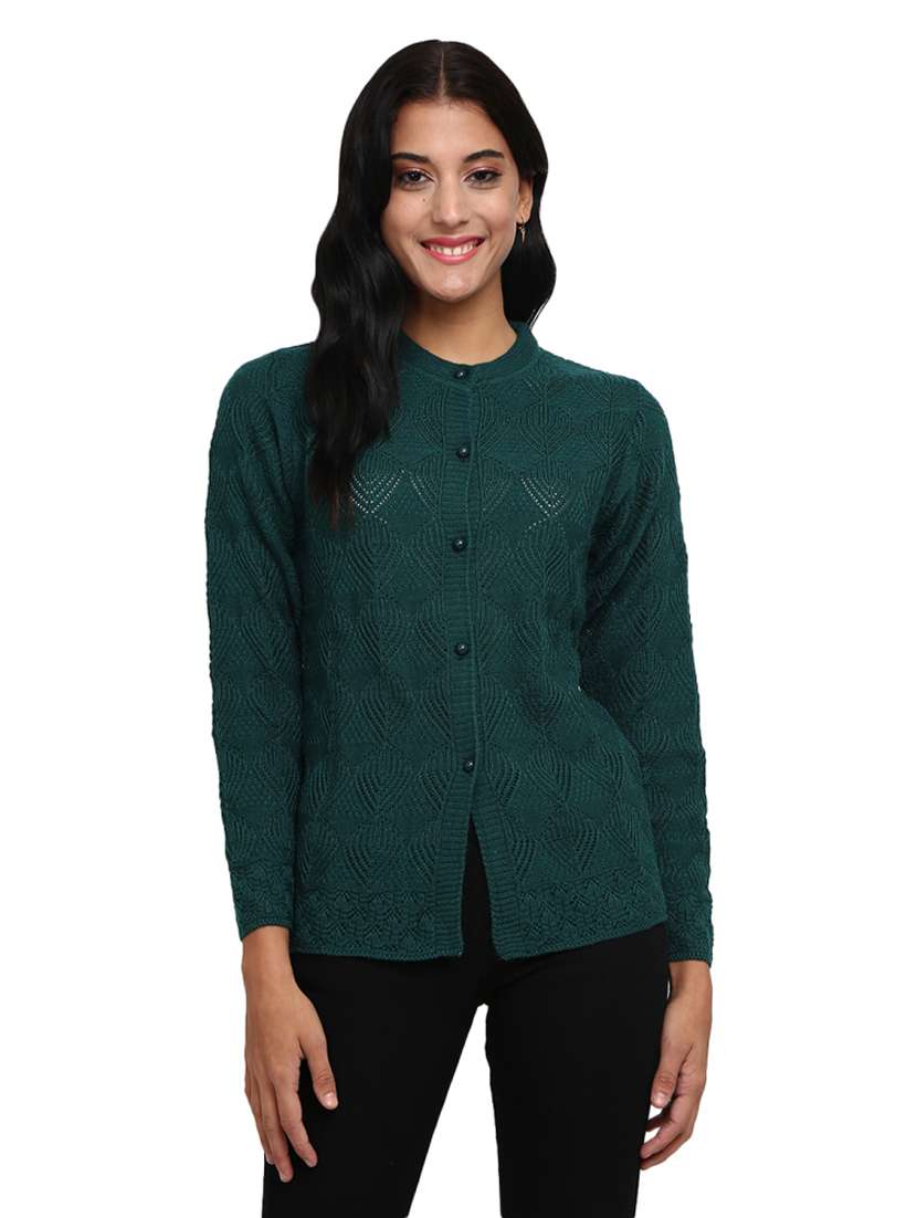 round neck solid cardigan 