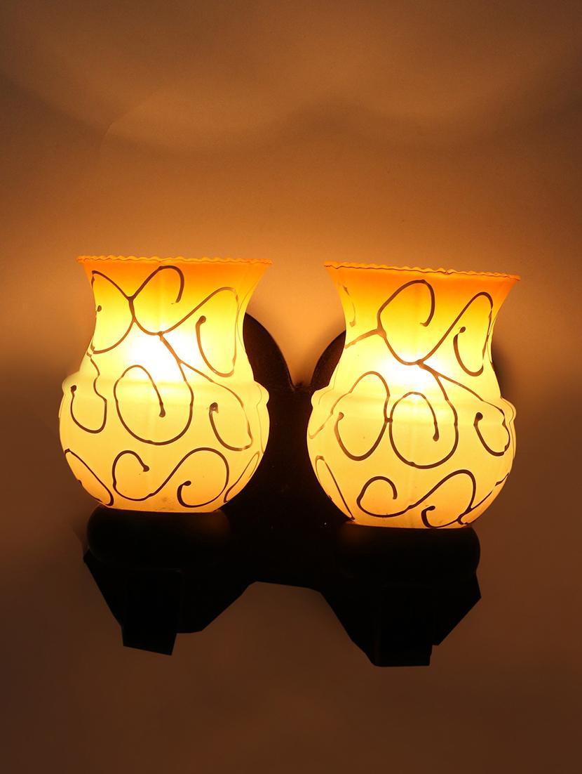 stylish twins hand decorative colorful glass wall lamp light with royal wooden fitting (set of two) dn-2wa149 - 18835699 - Standard Image - 1