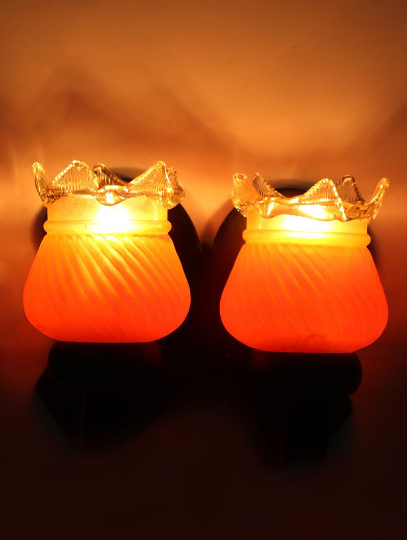 stylish twins hand decorative colorful glass wall lamp light with royal wooden fitting (set of two) dn-2wa152 - 18835705 - Standard Image - 1