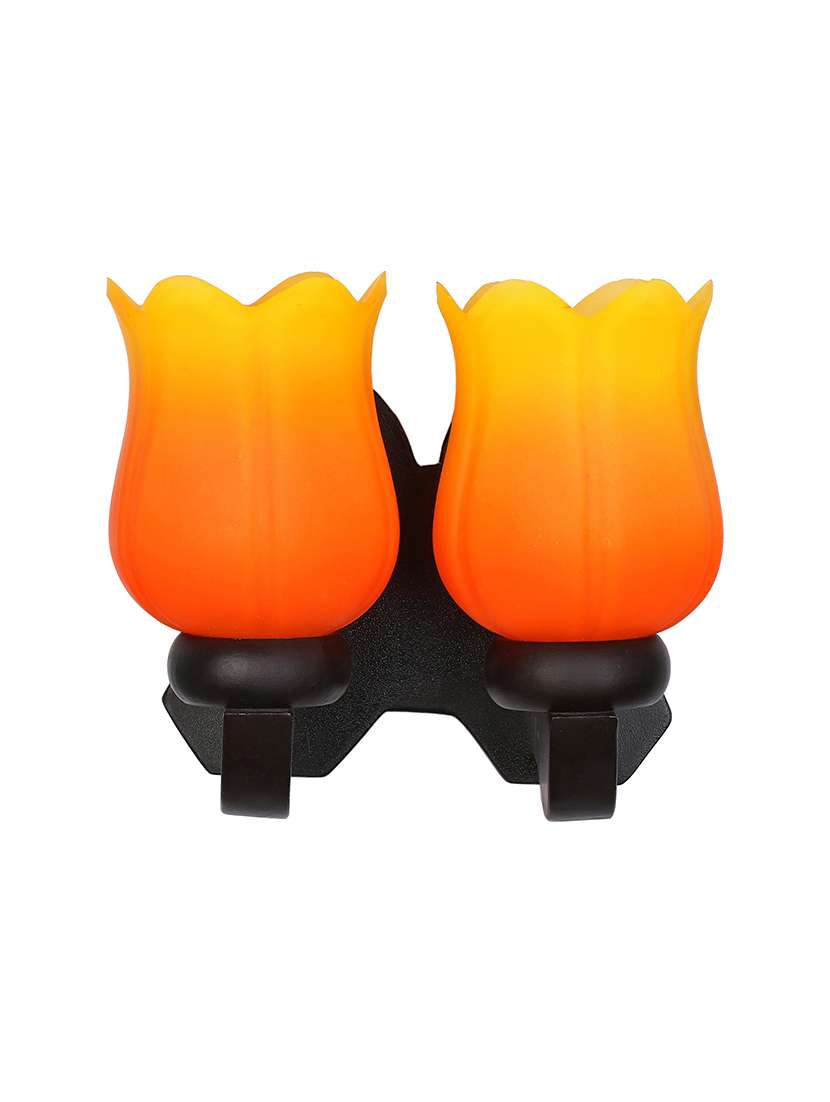 new stylish twins hand decorative colorful glass wall lamp light with royal wooden fitting dn-2wa43 - 18835718 -  Standard Image - 1