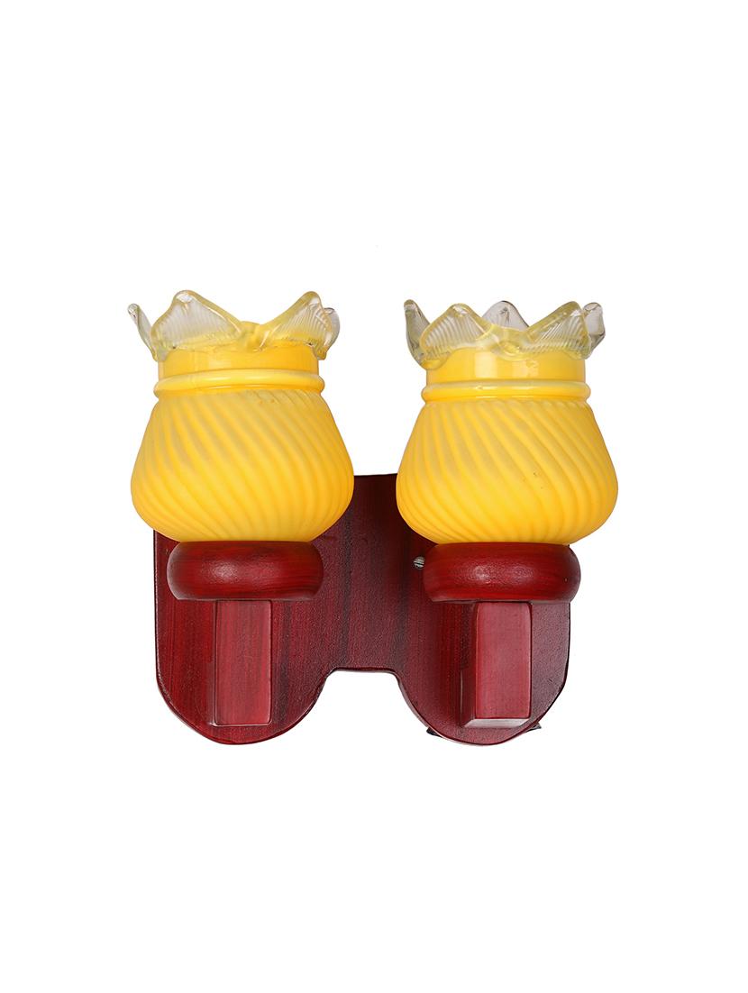 new stylish twins hand decorative colorful glass wall lamp light with royal wooden fitting dn-2wa45 - 18835724 -  Standard Image - 1