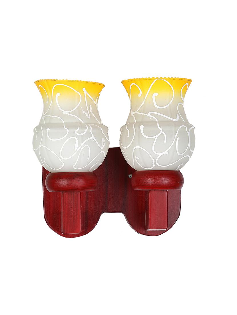 new stylish twins hand decorative colorful glass wall lamp light with royal wooden fitting dn-2wa49 - 18835732 - Standard Image - 1