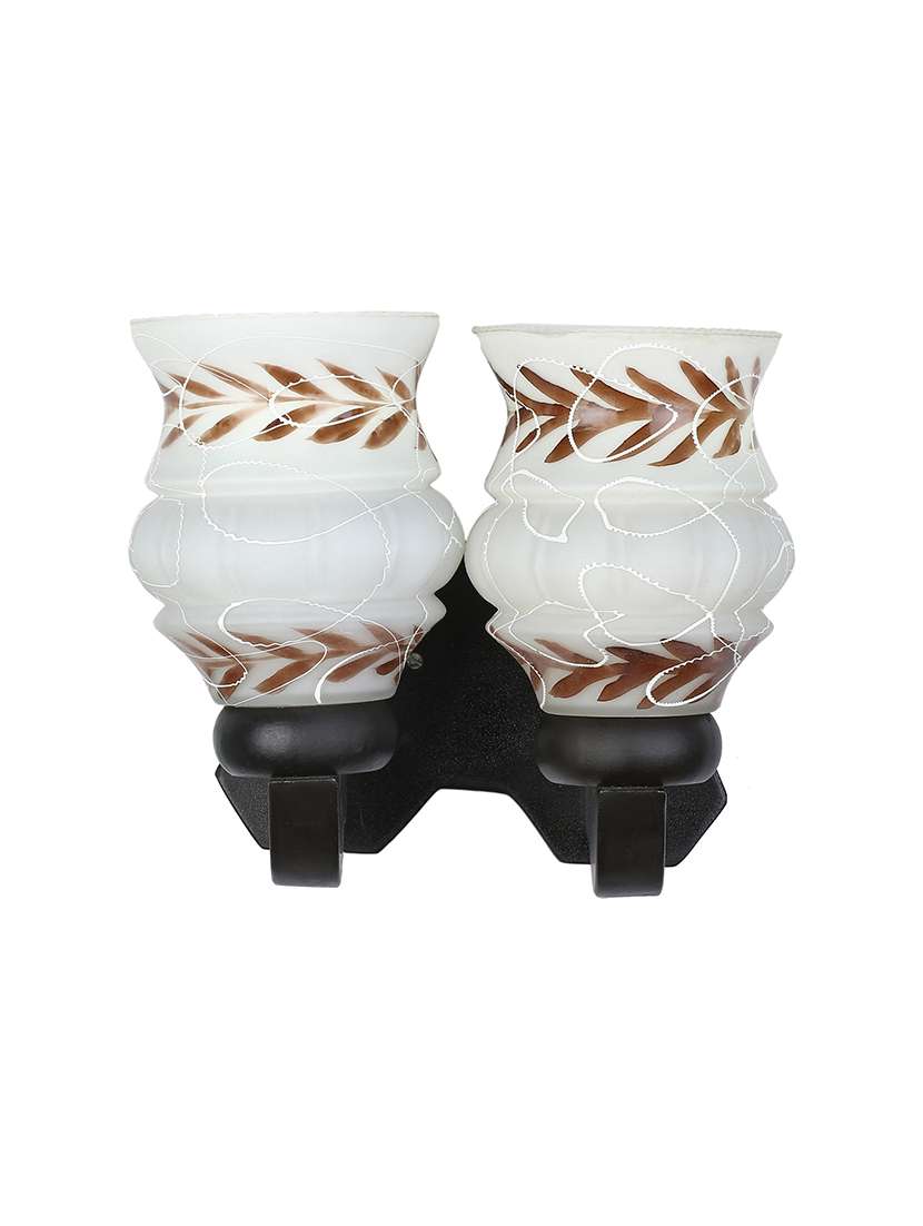 new stylish twins hand decorative colorful glass wall lamp light with royal wooden fitting dn-2wa6 - 18835748 - Standard Image - 1