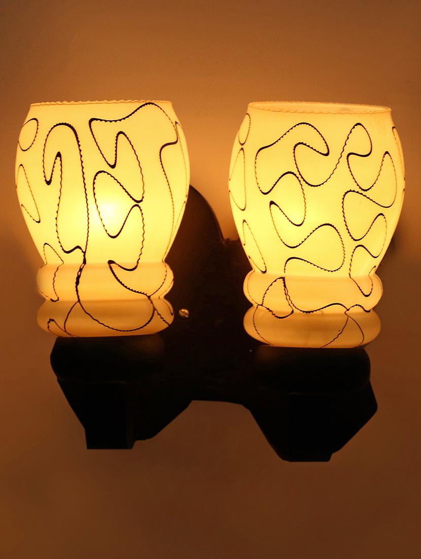 new stylish twins hand decorative colorful glass wall lamp light with royal wooden fitting dn-2wa22 - 18835794 -  Standard Image - 1