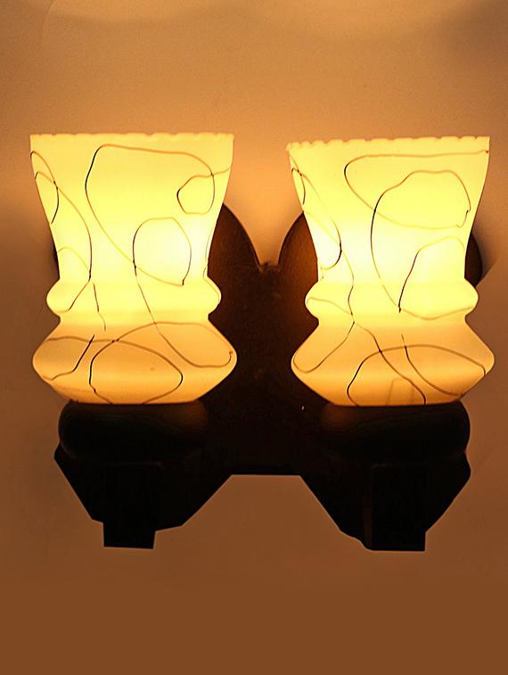 stylish twins hand decorative colorful glass wall lamp light with royal wooden fitting (set of two) dn-2wa139 - 18835803 -  Standard Image - 1