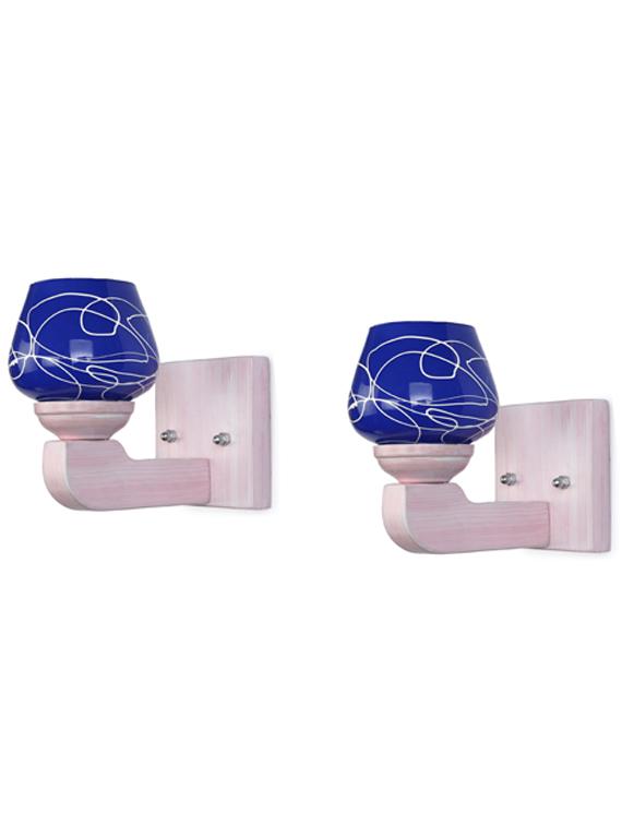 somil led sconce glass wall lamp/light with sweet pink wood fitting, 7 watt (set of 4)-df145 - 18836882 -  Standard Image - 1