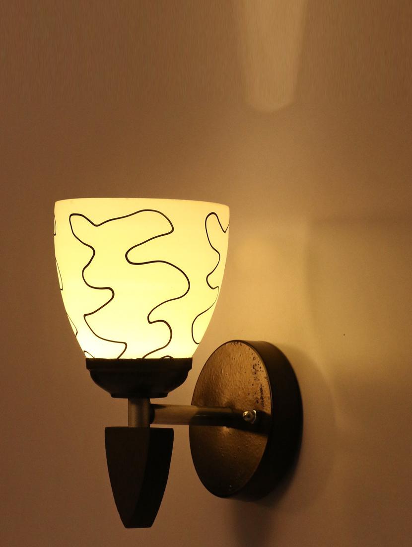 somil designer led sconce glass & wood wall lamp/ light - re135 - 18837374 - Standard Image - 1