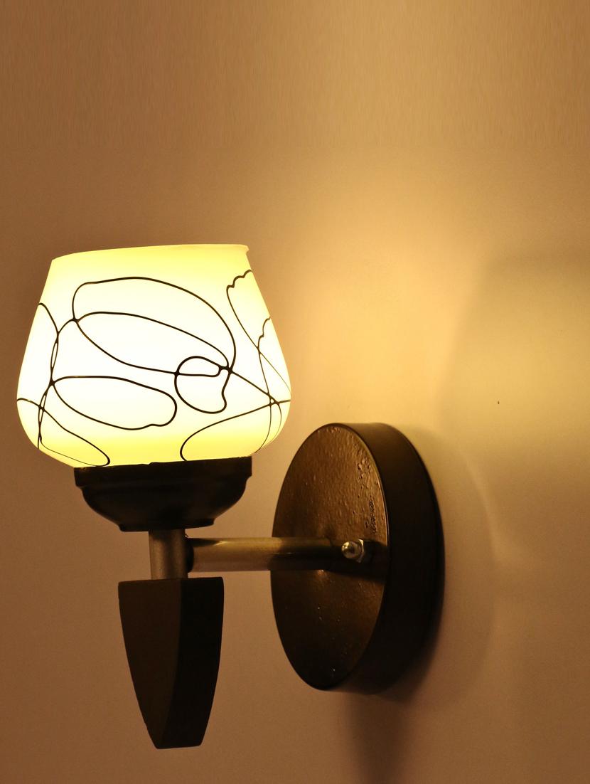 somil designer led sconce glass & wood wall lamp/ light - re139 - 18837385 - Standard Image - 1