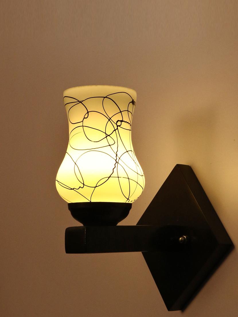 somil flat style designer led sconce wall lamp/ light, 7 watt, yellow, glass, wood, (set of two)-mot66 - 18837612 - Standard Image - 1