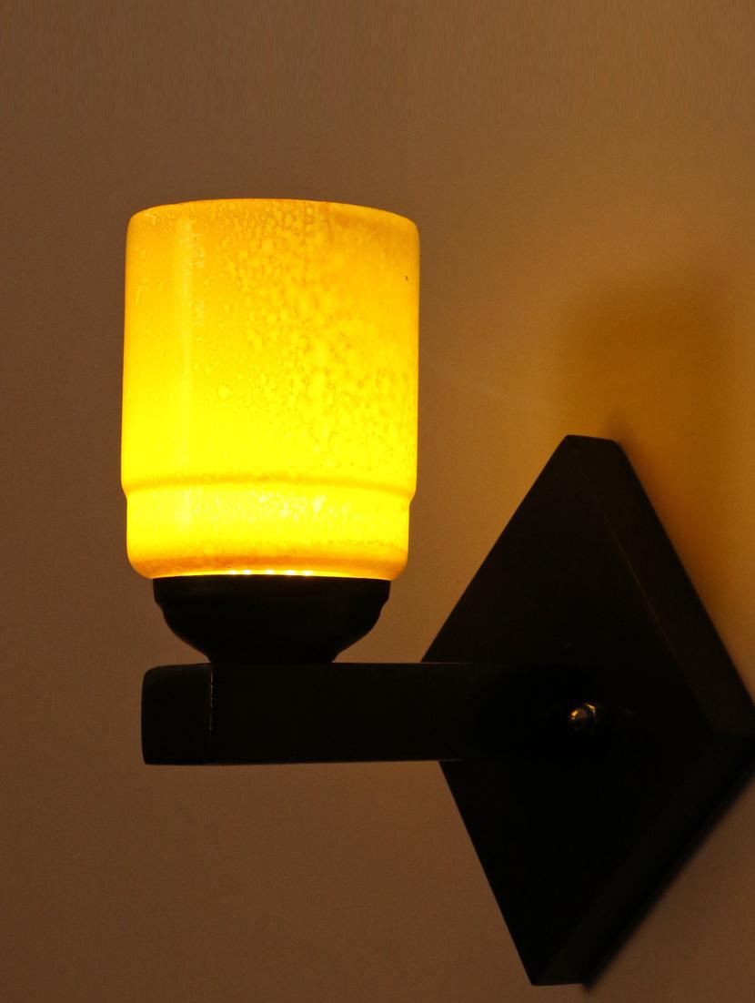somil flat style designer led sconce wall lamp/ light, 7 watt, yellow, glass, wood, (set of four)-mot147 - 18837621 - Standard Image - 1