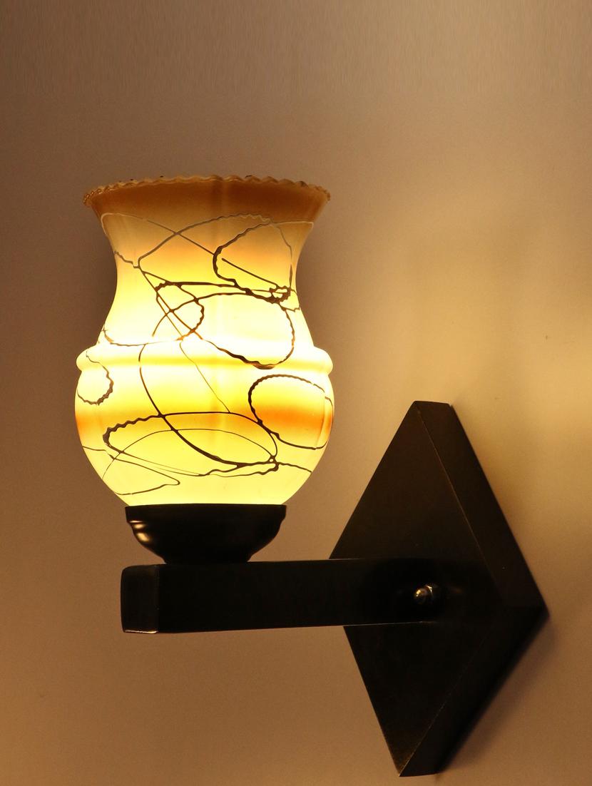 somil flat style designer led sconce wall lamp/ light, 7 watt, yellow, glass, wood, (set of four)-mot110 - 18837860 -  Standard Image - 1