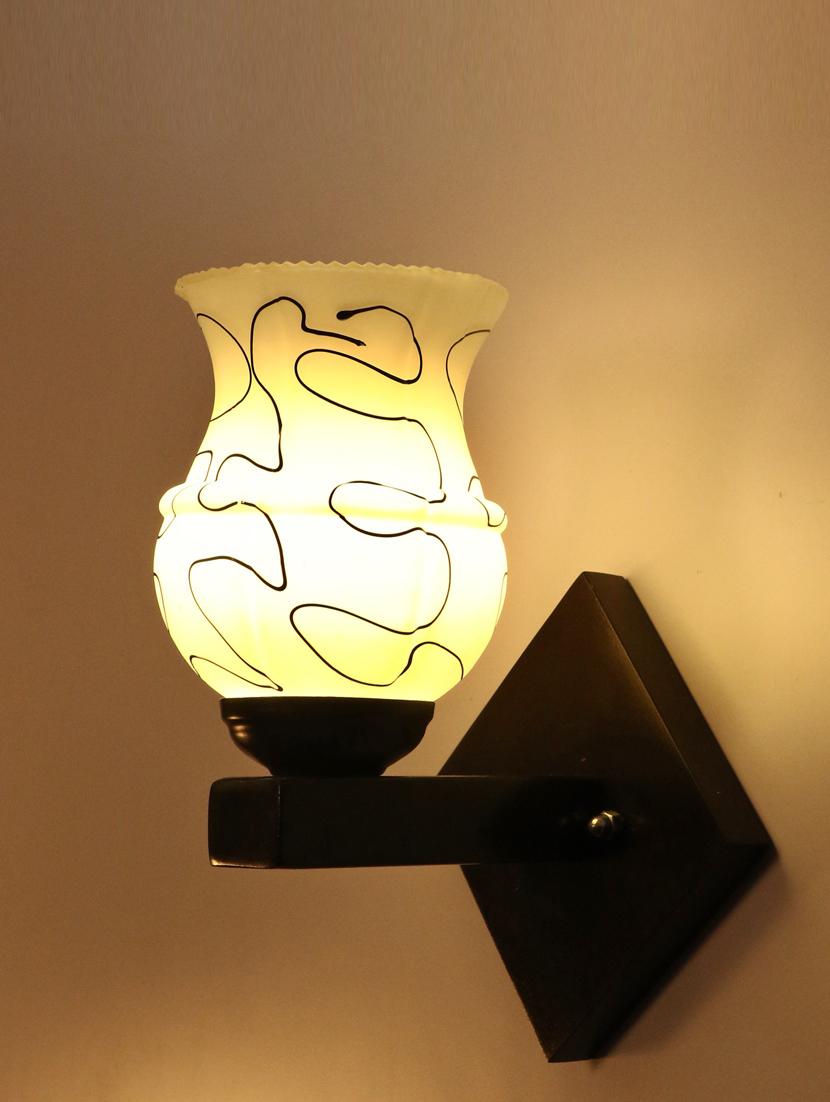 somil flat style designer led sconce wall lamp/ light, 7 watt, yellow, glass, wood, (set of two)-mot33 - 18837862 -  Standard Image - 1