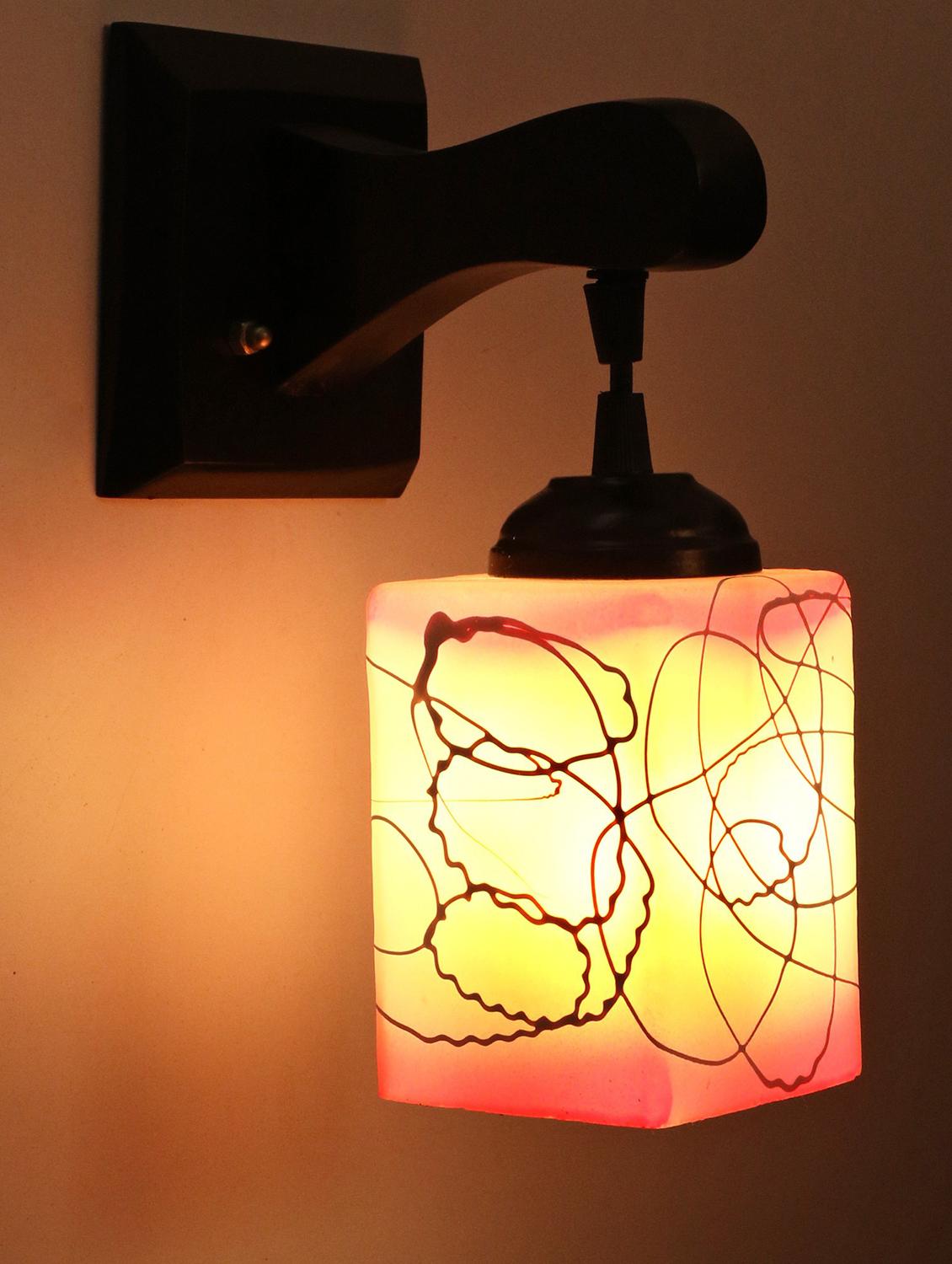 somil pendant decorative led wall lamp/ light, pink, glass, wood, 7 watt (set of 4)-mn70 - 18838101 -  Standard Image - 1