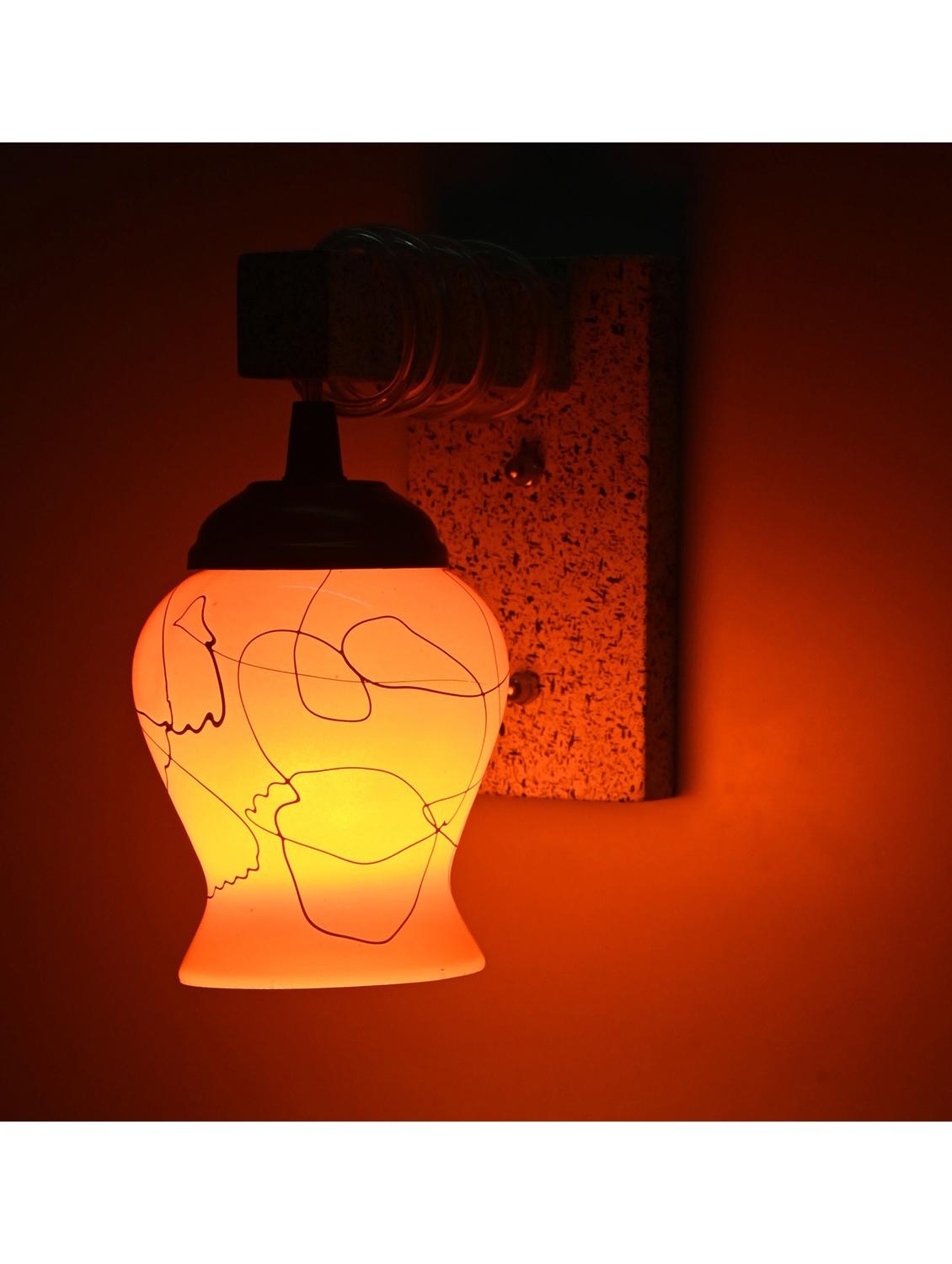 somil designer wood pendant wall light / night lamp of colorful glass shade (set of two)-w76 - 18838340 - Standard Image - 1