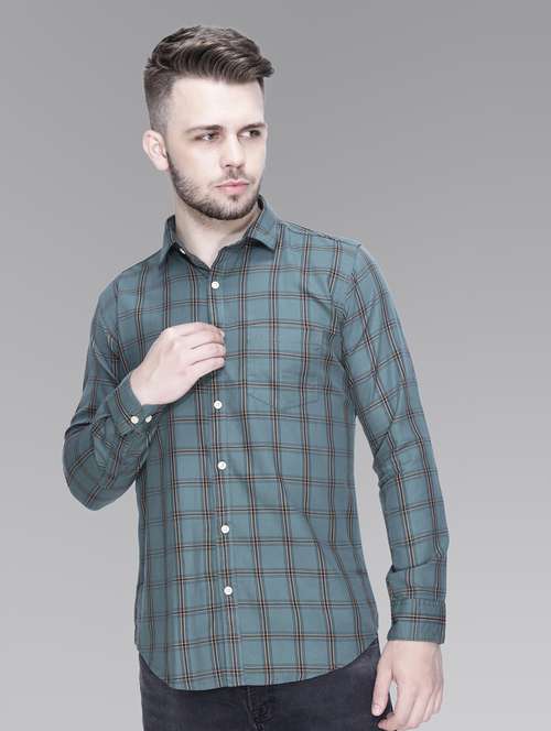 green cotton casual shirt - 18841811 - Standard Image - 0