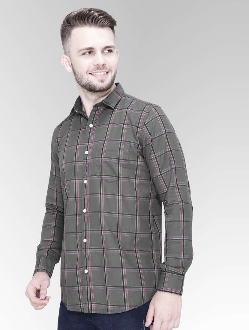 grey cotton casual shirt - 18841812 -  Standard Image - 1