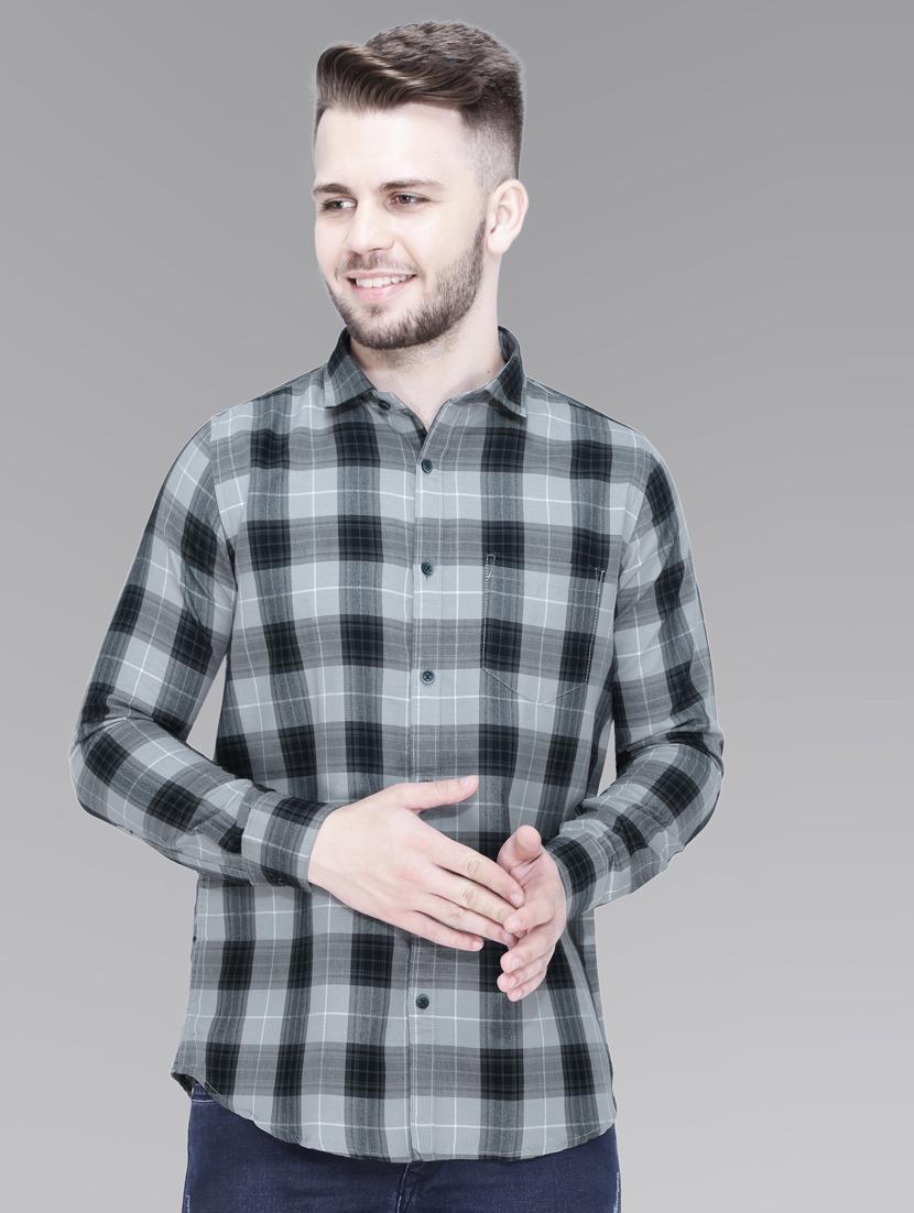 grey cotton casual shirt - 18841813 -  Zoom Image - 0
