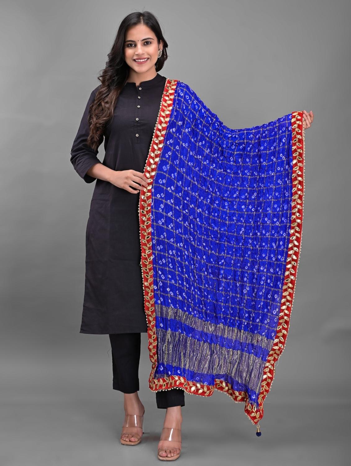blue art silk dupatta - 18843130 - Zoom Image - 0