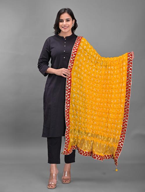 yellow art silk dupatta - 18843135 - Standard Image - 0