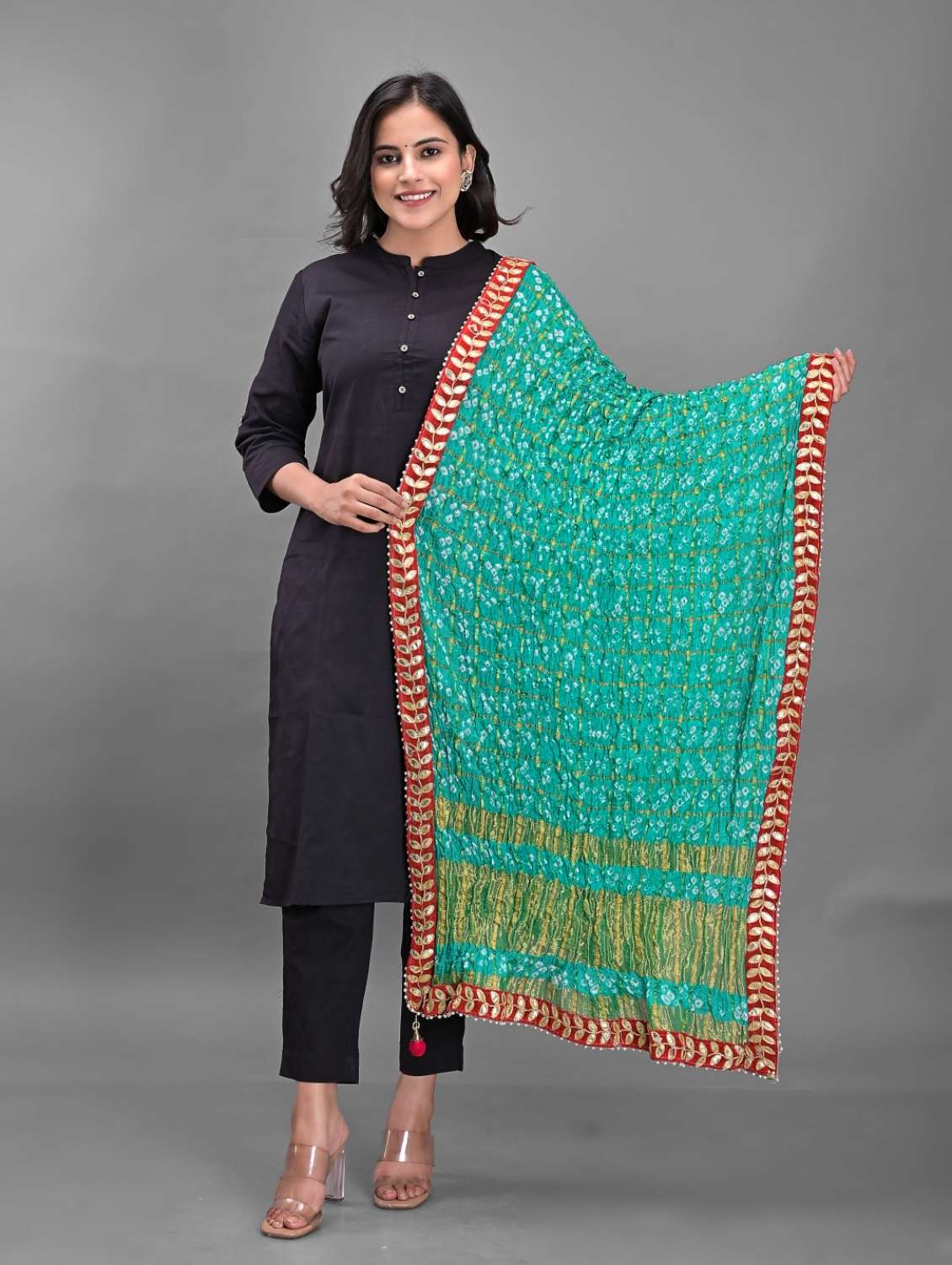 green art silk dupatta
