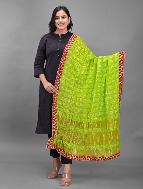green art silk dupatta - 18843137 - Standard Image - 0