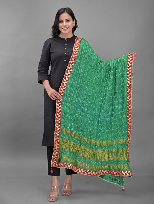 green art silk dupatta - 18843138 -  Standard Image - 0