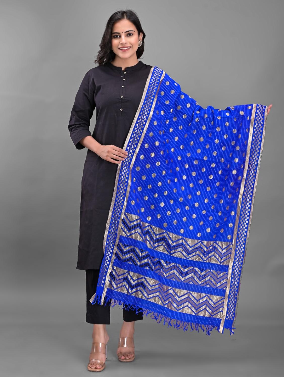 blue silk dupatta - 18843144 -  Zoom Image - 0